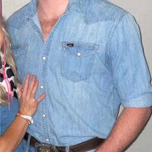 Lee Light Blue Casual Button Down Shirt